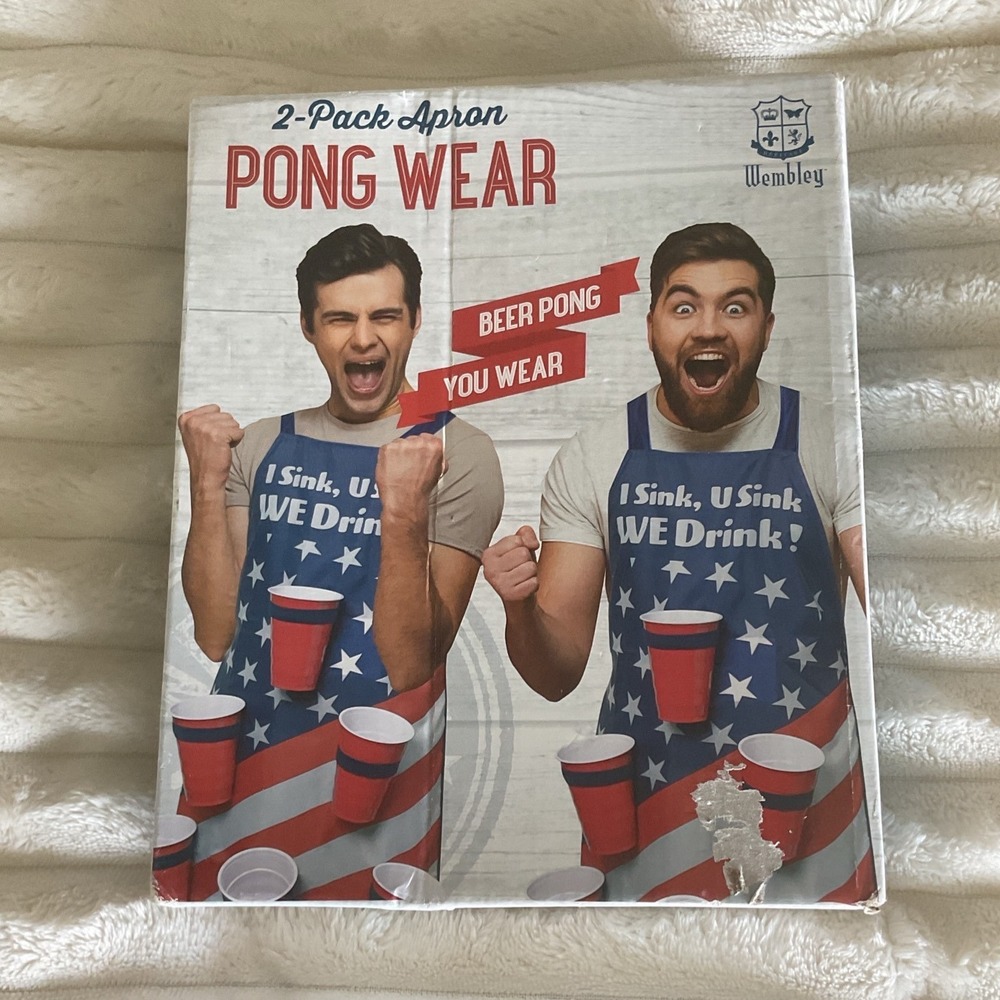 Wembley Pong Wear 2-Pack Beer Pong Aprons Patriotic American Flag Party Game NEW